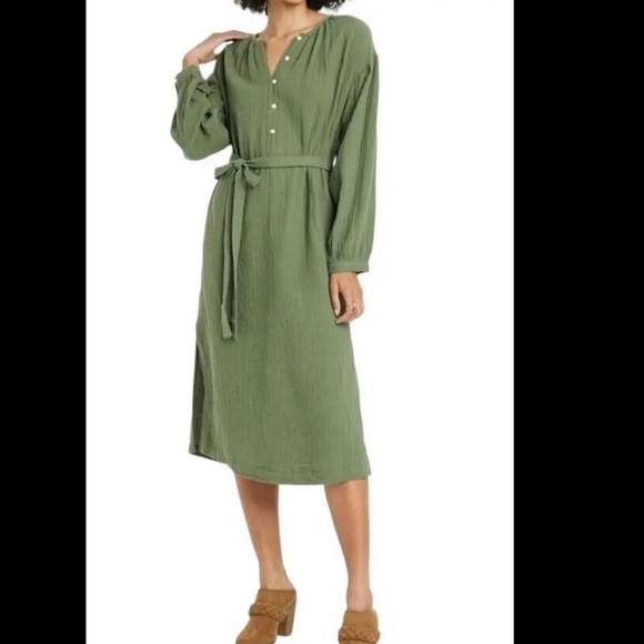 black gauze waist tie midi dress - Picture 6 of 6